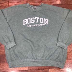 Boston Massachusetts Embroidered Crewneck Sweatshirt
